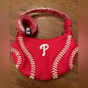 NWT Phillies Red Baseball Stitch Crossbody Hobo Bag